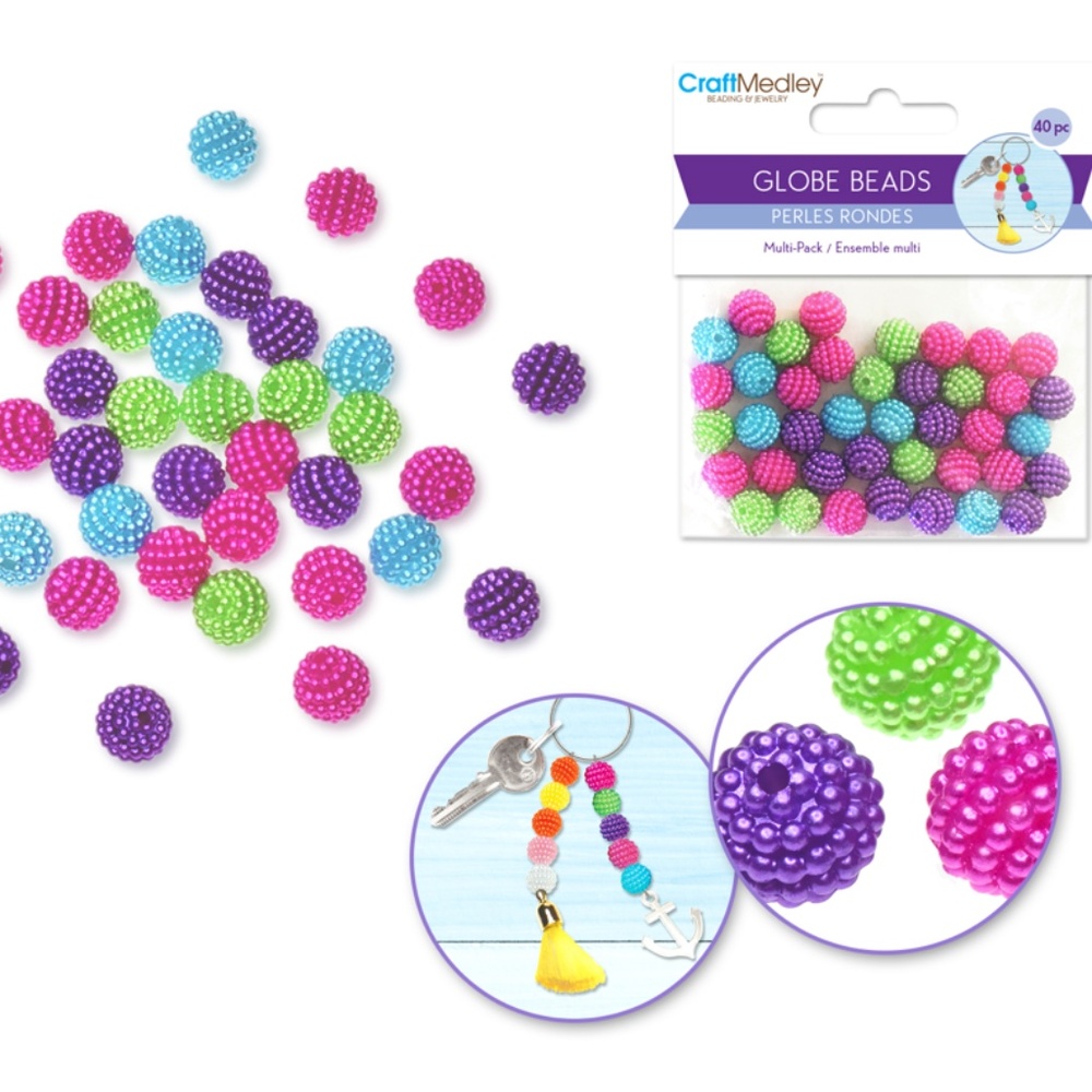 🆕 NEW 40 pcs Globe Beads for Beading Perles rondes pour confection de bijoux